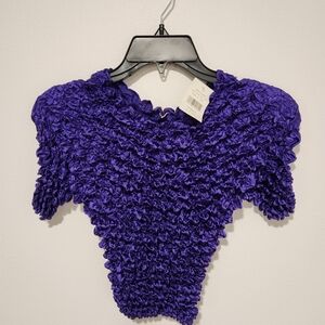 Top blouse short sleeve satin. Size M